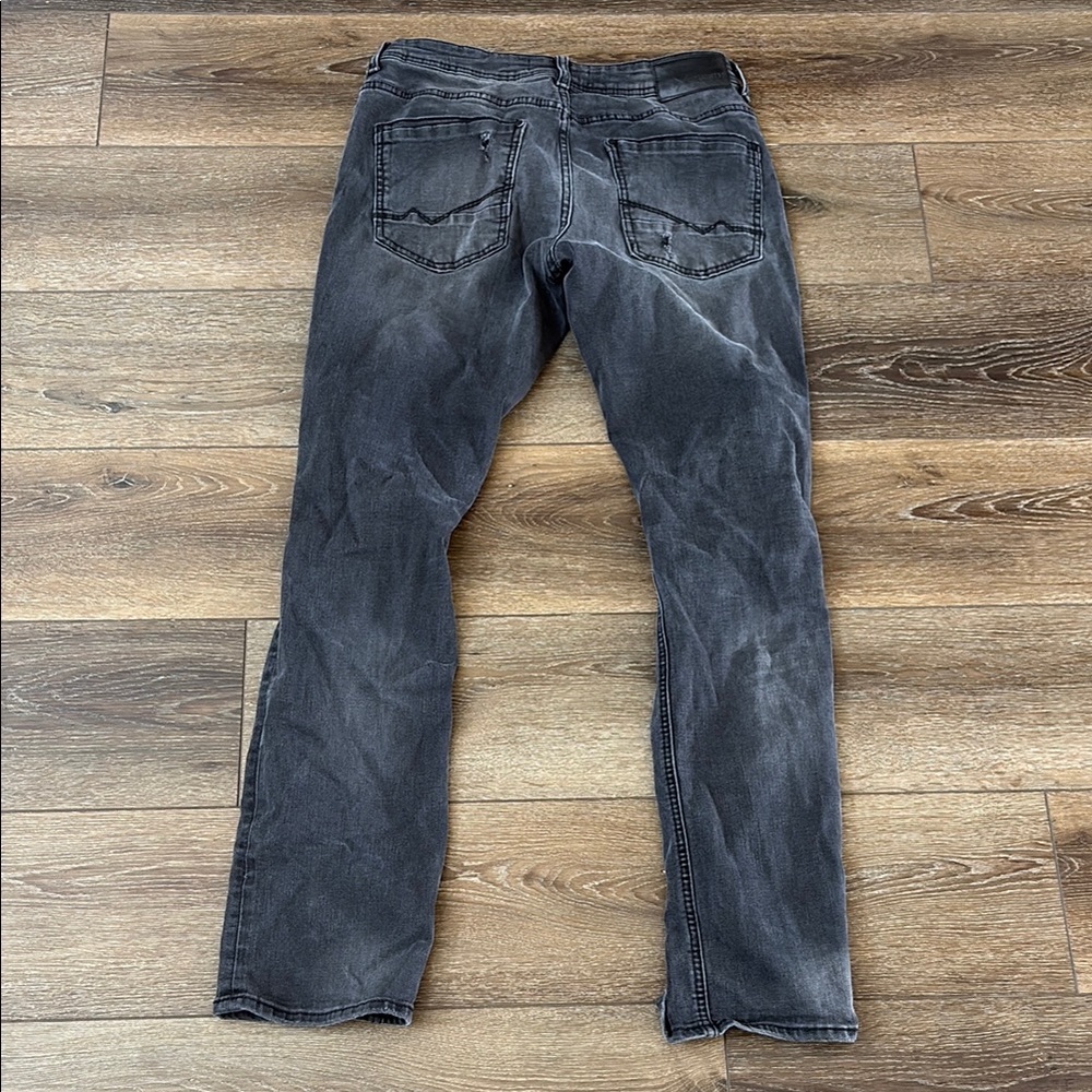 Black Washed Distressed Jeans - Picture 2 of 8